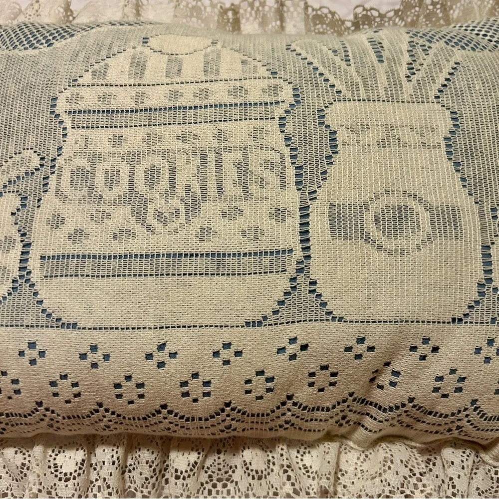 Vintage Lace Trimmed Cookie Jar Pillow